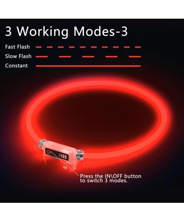 Yordawn Luminous LED Dog Collar - USB Rechargeable Waterproof Adjustable Length 3 Lighting Modes for Small & Medium Dogs and Cats - Enhanced Pet Safety in Red - Buy Online on GoSupps.com