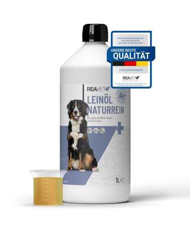 Reavet linseed oil dog horses 1 liter I linseed oil dog cold-pressed i rich to omega 3 & 6 i barf additive barf oil for dog cat and horse 1000 ml - Buy Online on GoSupps.com