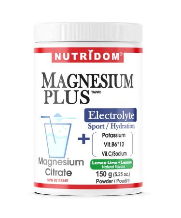 Electrolyte Powder Mix with Magnesium Citrate Potassium Vitamin B6 & B12 Vitamin C Sodium Tapioca Powder Stevia Extract Citric Acid Lemon-Lime Flavour 150 gram (30 Servings)