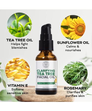 Beauty Foundry Clarifying Tea Tree Facial Oil Targets Acne and Uneven Skin Tone Antioxidant-Rich Beauty Oil 1-fl oz/30ml (1 Pack) - Buy Online on GoSupps.com