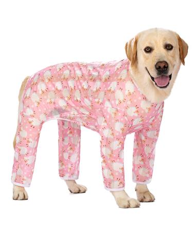 Dog Jumpsuit Prevent Shedding Hair Dog Onesie Surgery Recovery Suit Anti Licking Breathable Mesh Pet's Bodysuit, Pajamas for Big Dogs for Large After Surgery Summer(GTX02-pink Sheep-#38) #38(99.2-126.76 lb) pink sheep