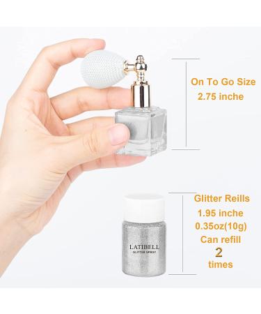 Latibell Body Glitter Spray - Silver Shimmer for Hair & Body | Rave Makeup & Nail Art Glitter - Includes 1 Jar Refill - Buy Online on GoSupps.com