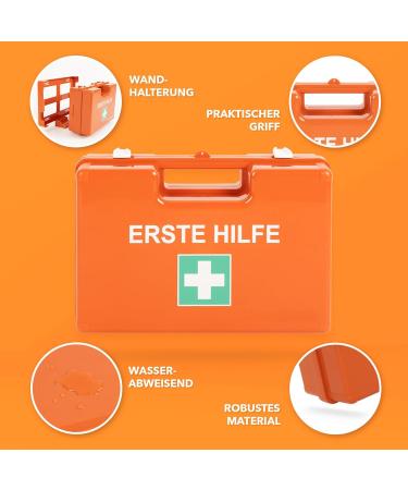 Karat Kleine First Aid Box DIN 13157 - Complete Emergency Kit for Offices Workshops & Home | Ideal for Up to 50 Employees | Wall Bracket Included (28x20x11.5 cm) - Buy Online on GoSupps.com