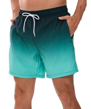 Decorie Swim Shorts Men Swimming Trunks Men Quick-drying Swimming Shorts Boardshorts Men Swimming Shorts with Mesh Lining L Green