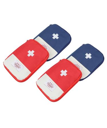 LEEFONE 4 Pack 7 x 5 Travel Mini First Aid Pouch Portable Outdoor First Aid Medical Bag Multi-function Emergency Medicine Storage Bag (Red & Blue)
