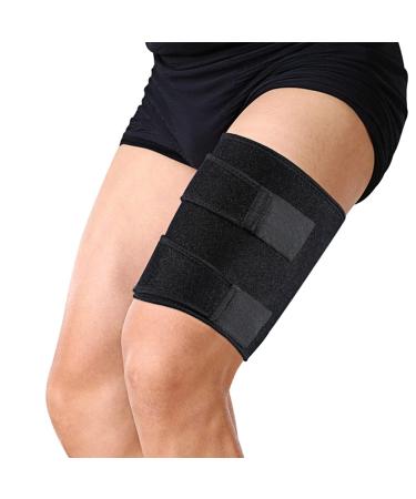 Thigh Compression Sleeve Adjustable Thigh Brace Support for Hamstring Quad Groin Compression Sleeve Wrap for Sciatica Leg Hip Support Men Women Black