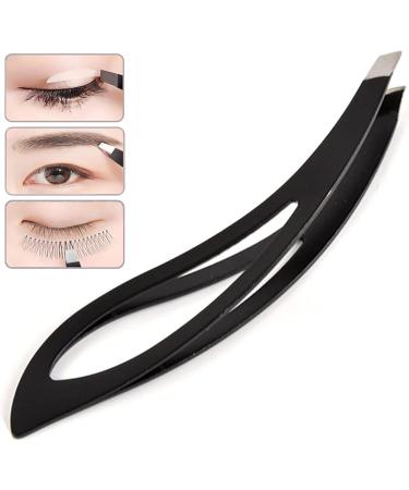 Wide Grip Slant Tweezers - German Stainless Steel - Hand-Filed Slanted Tips for Ultra-Precision - Tweezers for Eyebrows and Nose/Ear/Facial Hair - Professional Grade (Black) - Buy Online on GoSupps.com