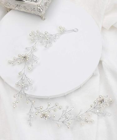 Aimimier Anglacesmade Bridal Hair Vine Pearl and Crystal Headband 11.8'' - Ideal for Bride, Bridesmaid, Prom, Festival - Women's Hair Jewelry - Buy Online on GoSupps.com