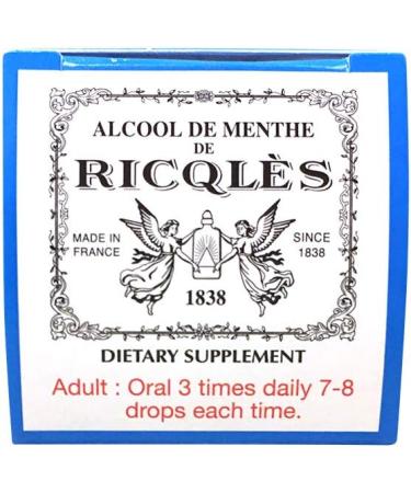 Ricqles Peppermint Oil Dietary Supplement - 1.69 fl. oz Bottle - Supports Healthy Digestion & Intestinal Comfort - Product of France - Buy Online on GoSupps.com