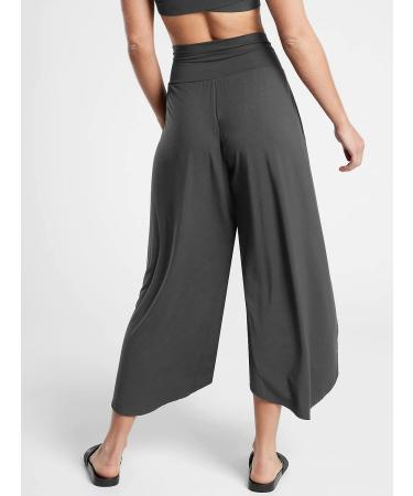 Women's High Waist Yoga Pants - Split Wide Leg Capri with Pocket - Dark Gray, XX-Large - Buy Online on GoSupps.com