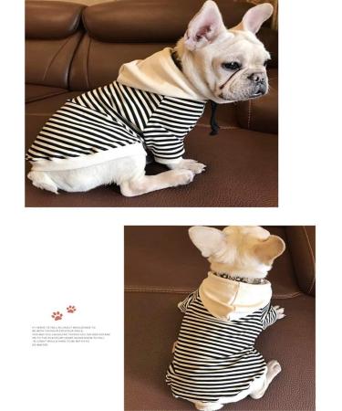 Rayminsino Striped Dog Hooded Sweaters - Cotton Sweatshirt Coats for Medium Dogs & Cats | Stylish Black and White Design - Buy Online on GoSupps.com