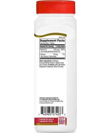 21st Century Vitamin D3 125 mcg (5000 IU) - 360 Tablets | Boost Immunity & Bone Health - Buy Online on GoSupps.com