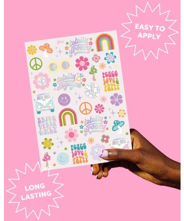 Groovy Bachelorette Temporary Tattoos - 54 Foil Styles for 70's Bach Party & Bridesmaid Favor - Buy Online on GoSupps.com