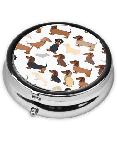 I Love My Dog Dachshund Mini Round Pill Box | 3 Compartment Travel Pill Organizer | Portable Medicine Case for Home & Office - Buy Online on GoSupps.com