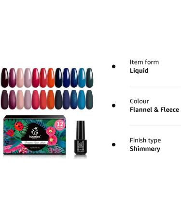 Beetles 12 Pcs Gel Nail Polish Set in Flannel & Fleece Nude Pink Burgundy Red Glitter - Christmas Nail Art Kit with Orange, Dark Blue, Green Colors - Buy Online on GoSupps.com