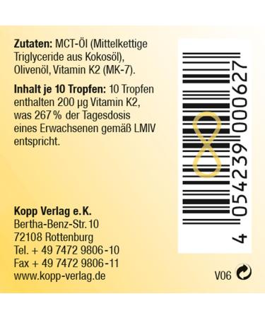 Kopp Vital Vegan Vitamin K2 Drops | 3 x 30 ml | High Bioavailability | 99.5% All-Trans | Soy-Free | Pharmacy Quality - Buy Online on GoSupps.com