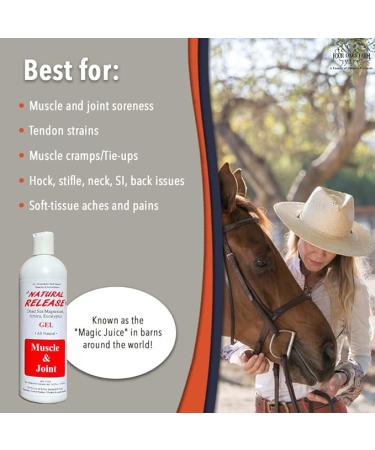 Natural Release Muscle Gel Treatment - Horse Liniment for Sore Muscles, Joint Pain, Tendon & Inflammation Relief - Easy to Use, Fast Acting, Alcohol & Menthol Free (16 oz) - Buy Online on GoSupps.com