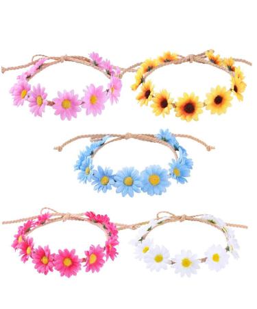 Booster flower garland headband 5 pieces of headband flowers multi -colored sunflower headband for girls woman bride bride jungfer for wedding birthday party - Buy Online on GoSupps.com