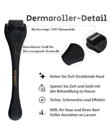 Koi Beauty Dermaroller 0.25mm - 540 Titanium Needles for Beard Hair & Skin Care | Microneedling at Home for Men & Women - Buy Online on GoSupps.com
