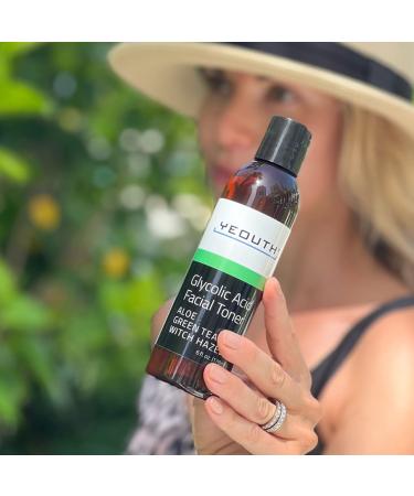 YEOUTH Glycolic Acid Toner with Witch Hazel - 8% Exfoliating Facial Toner for Hydrated Skin - 6oz | Gentle Skin Care for Women - Buy Online on GoSupps.com