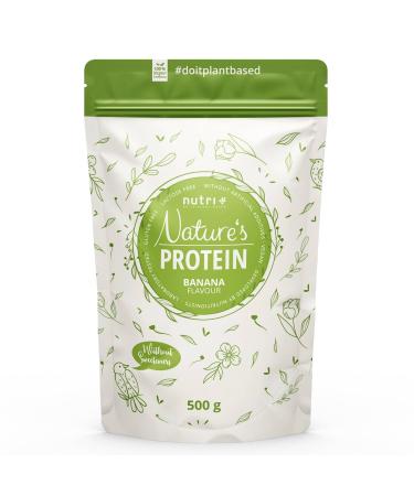 NutritionPlus Germany Natures Protein Powder banana without sweetener 500g natural protein protein powder without lactose sugar & whey Protein banana natural protein powder
