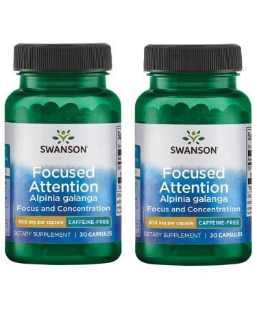 Swanson Focused Attention Alpinia Galanga - Caffeine-Free 300 mg 30 Caps 2 Pack