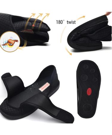 KXSM Extra Wide Diabetic Slippers for Arthritis Edema Swollen Feet - Adjustable Closure Orthopedic Footwear for Home - Comfy Pen Toe Sandals, Black, Size 38 - Buy Online on GoSupps.com