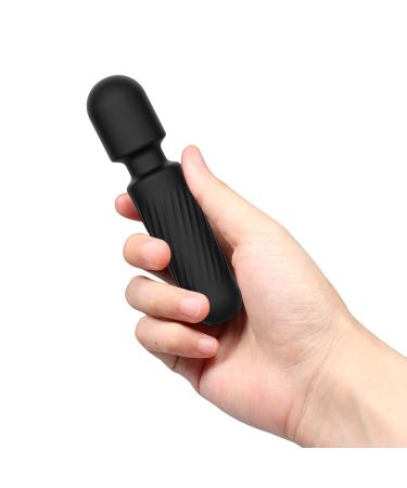 Mini Personal Massager-Rechargeable 10 Patterns-Handheld Waterproof Portable James Love Massager for Back Shoulder Neck Legs Body Relief and Muscle Tension-Black