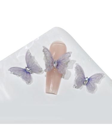 3PCS Elegant 3D Butterfly Nail Nails Art Decoration DIY Manicure Metal Embellishments for Nails & Silver Nail H1454
