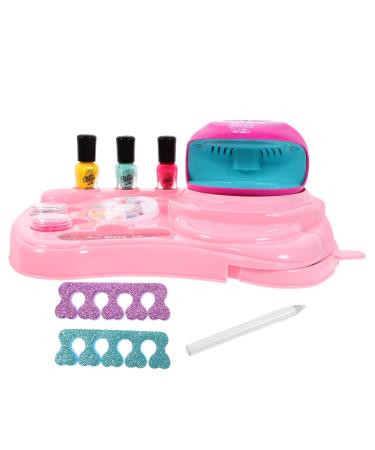 Healeved 3 Sets Nail Art Set Toy Nail Art Decoration Kit Kids Tool Kit Nail Decorations for Nail Art Toys for Girls Nail Gel Polish Children Nail Art Kit Pink Make up Decorate Plastic