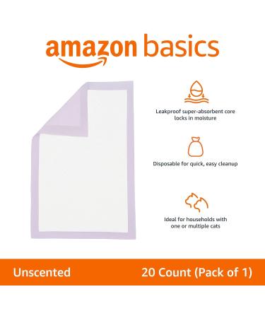 Amazon Basics Cat Litter Pads - 20-Pack Unscented | Purple & White | International Shipping Available - Buy Online on GoSupps.com