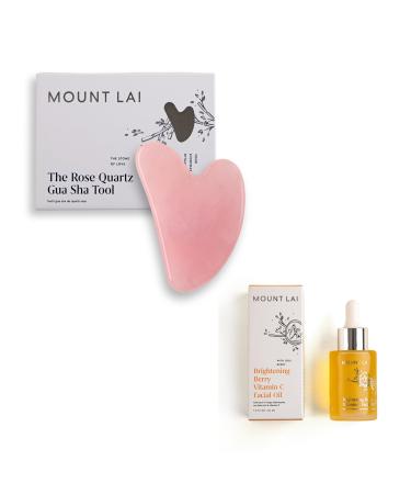 Mount Lai Rose Quartz Gua sha + Vitamin C Facial Oil Relaxing Skin Care Bundle