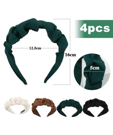 Buy Blessing 4pcs Wide Pleated Headbands for Women - Vintage Hair Accessories in Beige Coffee Black & Green | International Shipping - Buy Online on GoSupps.com