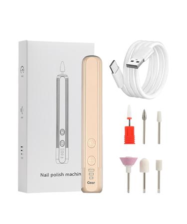 Portable Electric Nail Drill Electric Nail File Set | Compact Portable Nail Drill Kit Hand Foot Care Tool for Acrylic Gel Nails Khaki English Version