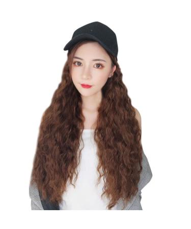 Wig Hair Female Long Hair Big Wave Long Curly Hair Set One Piece Hair no Trace Long Straight Hair U Type Overhead Hair Replacement Piece Linen Short Curly Hair - Dark Brown