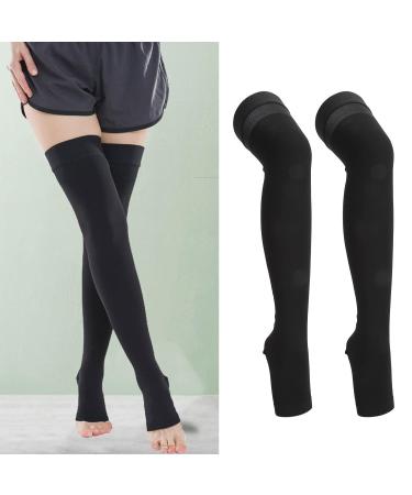 Open Toe Compression Socks 23-32 mmHg - Black Elastic Support Socks for Women | Travel Comfort | XL - Buy Online on GoSupps.com