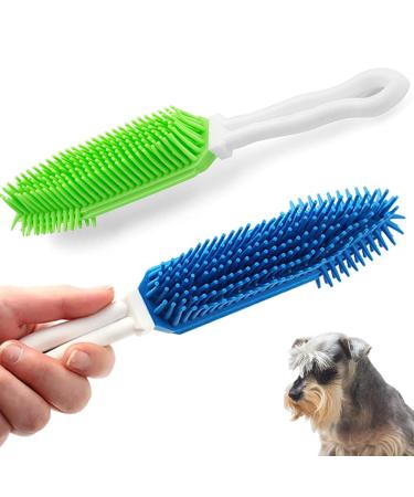 Pasuwisma 2 Pcs Silicone Car Pet Hair Remove Brush, Car and Auto Bedding Blankets Carpets Detailing Brush for Hair Removal, Pet Rubber Massage and Remover for Dog and Cat Hair, Blue and Green