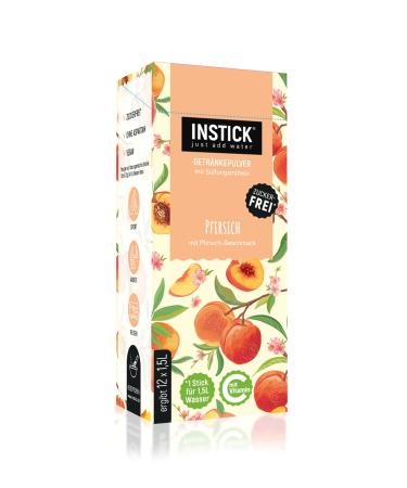 Intick |Sugar -free instant drink - peach |1 pack for 12 x 1.5 l |Vegan low in calories with vitamin C flavored instant beverage powder for water