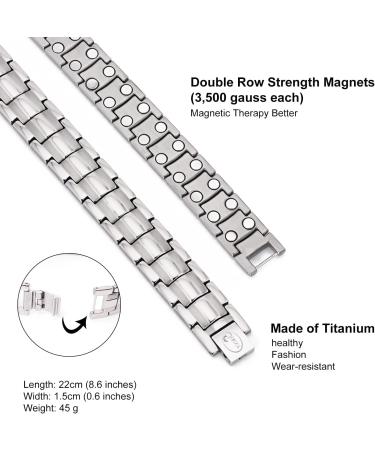 Jeroot Magnet Hard Band - Pure Titan-Power Men's Magnetic Bracelet for Health - Adjustable 3500 Gauss Silver Closure Bracelet - Buy Online on GoSupps.com