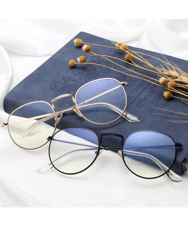 Junsika Blue Light Filter Glasses - Classic Round Metal Frame Non-Prescription Anti-Blue Light Unisex PC Gaming Glasses - A1: Black - Buy Online on GoSupps.com
