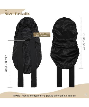 Kids Long Hair Bonnet for Sleeping - Double Layer Elastic Satin Girls Bonnet (Black) - Buy Online on GoSupps.com