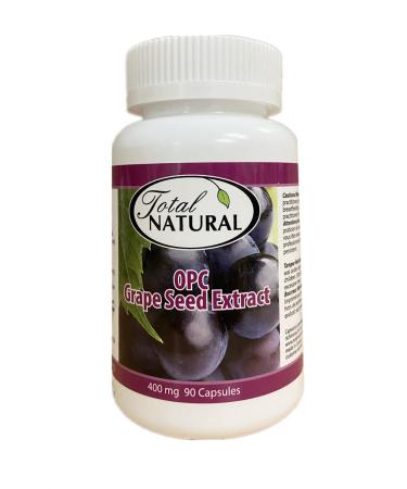 High OPC Grape Seed Extract 400mg 90c 1 bottle by Total Natural Maximum Strength Grapeseed 83% Oligomeric Proanthocyanidins Antioxidants 100% Vegetarian/Vegan GMP Premium Ingredients