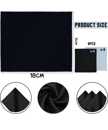 OzMW Microfiber Glasses Cleaning Cloths 8-Pack | Optician Quality 18x15cm | Black & Blue | Effective Lens Care - Buy Online on GoSupps.com