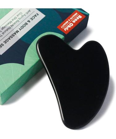 Gua Sha Massage Tool - Black Obsidian Face & Body Board | Natural Jade Stone Anti-Aging Facial Massager - Buy Online on GoSupps.com