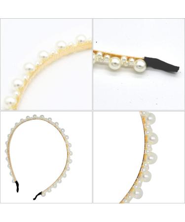 Xfantong Pearl Headbands Full Pearl Head Wear Hoop Bling Hair Headband Bridal Hair Hoop for Women Hair Accessories or Birthday Valentines Day Gifts (Size interval pearls) - Buy Online on GoSupps.com