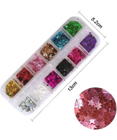 Buy EBANKU Star Glitter Confetti - 24 Boxes Holographic Sequins for Nail Art | Colorful 3D Laser Glitter Decals - Buy Online on GoSupps.com