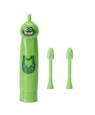 Electric toothbrush 1W 6000 times/min electric toothbrushes for children waterproof electric toothbrush tooth cleaning brush gift for children (green frog)
