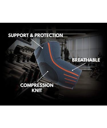 VITTO Elbow Support Compression Sleeve for Men & Women - Tendonitis Arthritis Tennis Golfers Elbow Strap - Weightlifting Sleeves (S Grey Pair) - Buy Online on GoSupps.com