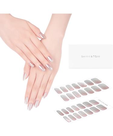 Danni & Toni Blushing Reflection Half-Hardened Gel Nail Films | Pink Mirror Nail Sticker Wraps - 28 Pack - Buy Online on GoSupps.com