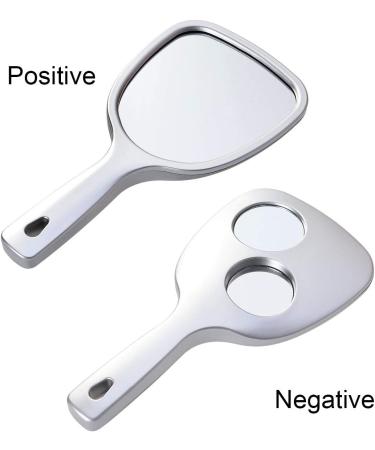 Lurrose Double Side Handheld Wall Hanging Makeup Mirror - 2X and 3X Magnification, Round Silver Mirror - Buy Online on GoSupps.com